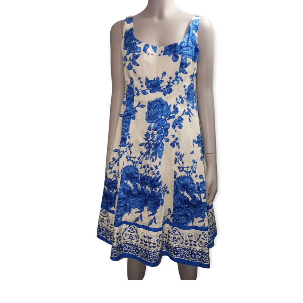 JONES WEAR DRESS floral print cotton fit and flare dress size 4 New with Tags